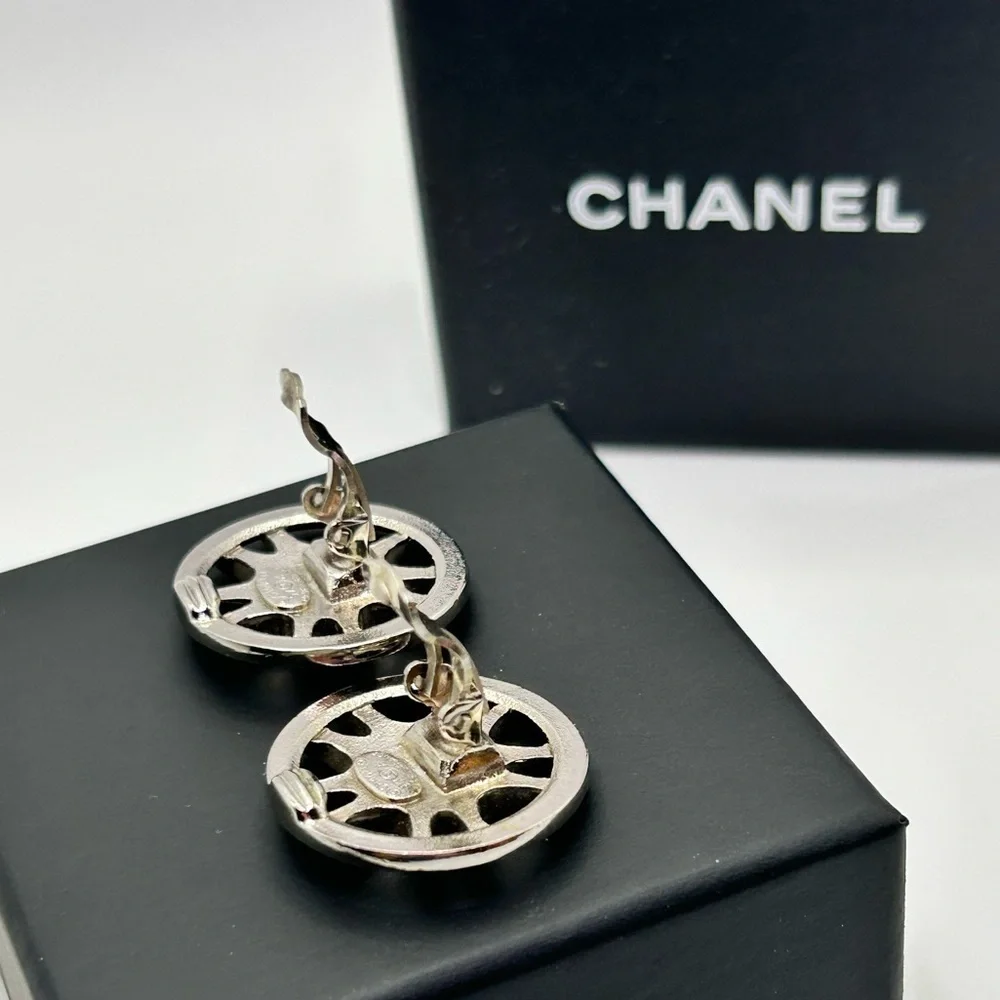 Chanel Silver Coco Mark Earrings